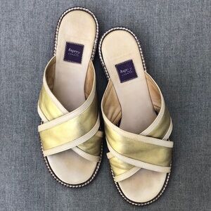 ASPREY Italian Made Slide Sandal in Gold